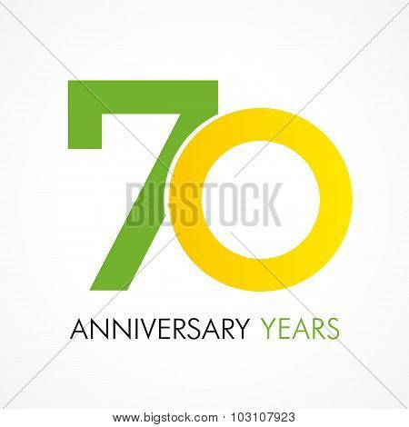 70 years old celebrating classic logo. Anniversary year of 70 th vector template. Birthday greetings celebrates. Traditional digits of seventy jubilee ages in a shape of rings.