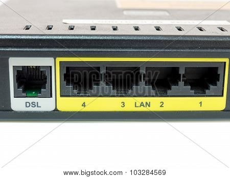 Close Up Network Switch Mount Port For Connect Network And Dsl