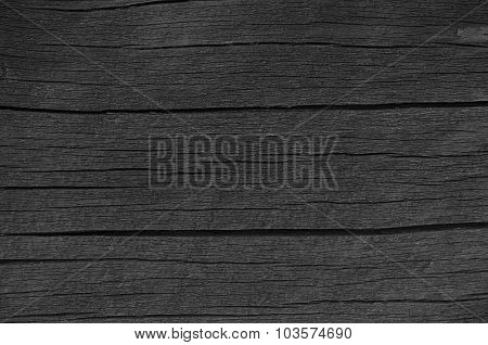 Wooden Plank Board Black Wood Tar Paint Texture Detail, Large Old Aged Dark Detailed Cracked Timber