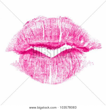 Perfect imprint of pink lipstick.