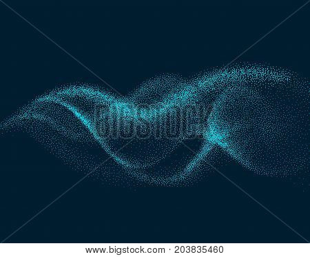 Digital flow wave with particles in motion. Abstract smoke effect background. Smoke motion with particle, wave effect flow energy illustration vector