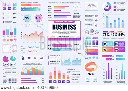 Bundle Business And Finance Infographic Ui, Ux, Kit Elements. Different Charts, Diagrams, Workflow, 