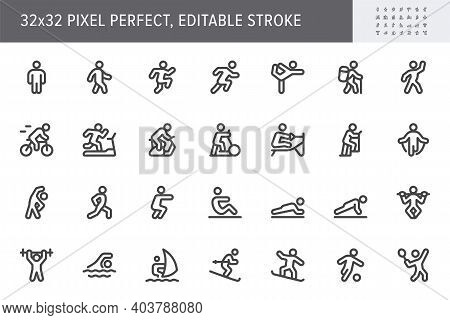 Sport People Flat Icons. Vector Illustration With Minimal Icon - Exercise, Yoga, Active Man, Treadmi