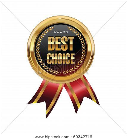 Best choice red label with ribbons vector