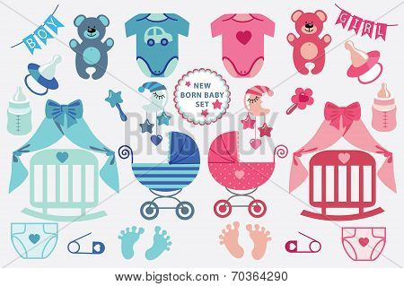 Cute newborn baby clipart