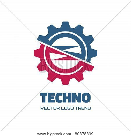 Techno - vector logo concept illustration. Gear logo. Factory logo. Technology logo. Mechanical logo