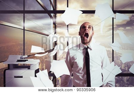 Businessman yells stressed