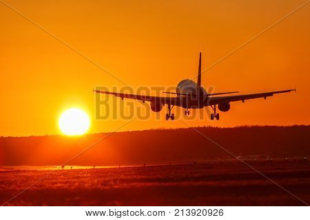 Airplane Airport Aviation Sun Sunset Vacation Holidays Travel Traveling Plane