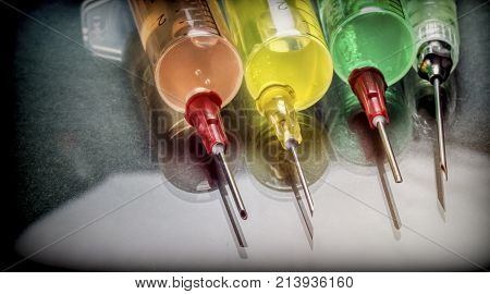 Several Types Of Syringes For Palliative Care, Conceptual Image