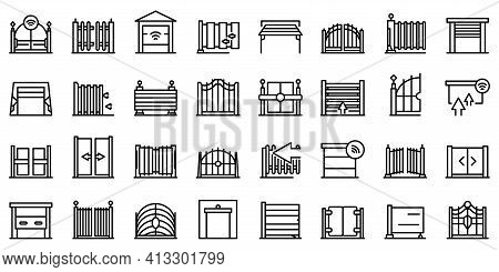 Automatic Gate Icon. Outline Automatic Gate Vector Icon For Web Design Isolated On White Background