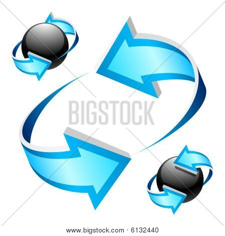 Blue arrows. Vector illustration.