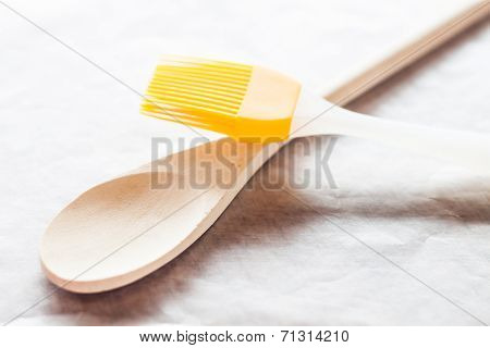 Spoon And Brush On Baking Paper