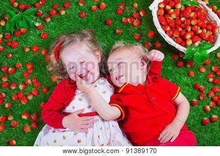 Children Eating Strawberry