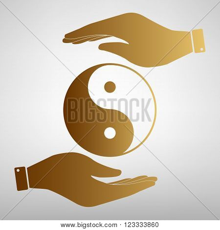 Ying yang symbol of harmony and balance. Flat style icon. Black vector illustration.