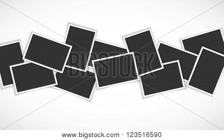 Pile of photo frames on white background