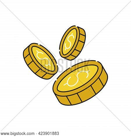 Dollar Coin. Money coin icon. Dollar Coin icon Vector Illustration. Coin icon. Coin Vector. Dollar Coin vector. Dollar Coin Stack icon vector. Coin icon logo template. Dollar Coin vector icon flat design for web, icon, logo, sign, symbol, app