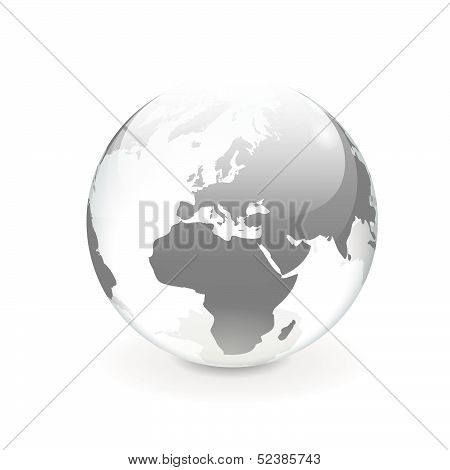 White Gray Vector World Globe - Europe