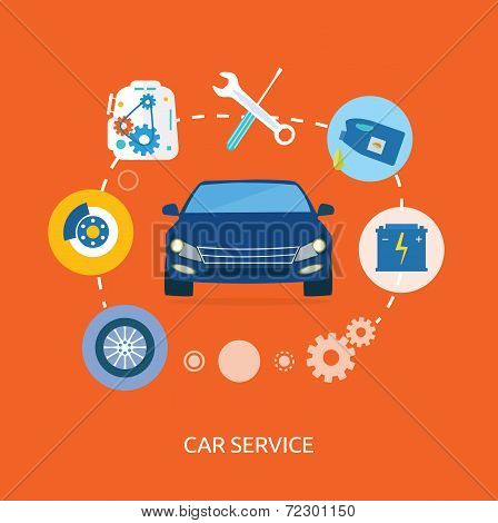 Auto Mechanic Service Flat Icons Of Maintenance Car Repair