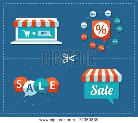 Illustration of flat design sale tags set