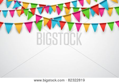 Celebrate background. Party colorful flags. Vector illustration. 