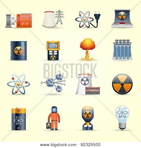 Nuclear energy icons yellow background