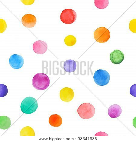 Colorful Paint Watercolor Seamless Pattern. Abstract Vector Seamless Pattern. Watercolor Polka Dot.