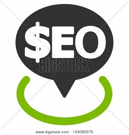 Geotargeting Seo icon. Vector style is bicolor flat iconic symbol with rounded angles, eco green and gray colors, white background.