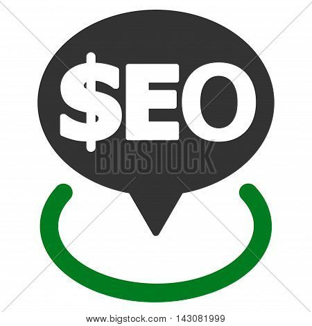 Geotargeting Seo icon. Vector style is bicolor flat iconic symbol with rounded angles, green and gray colors, white background.