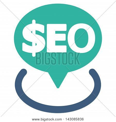 Geotargeting Seo icon. Vector style is bicolor flat iconic symbol with rounded angles, cobalt and cyan colors, white background.