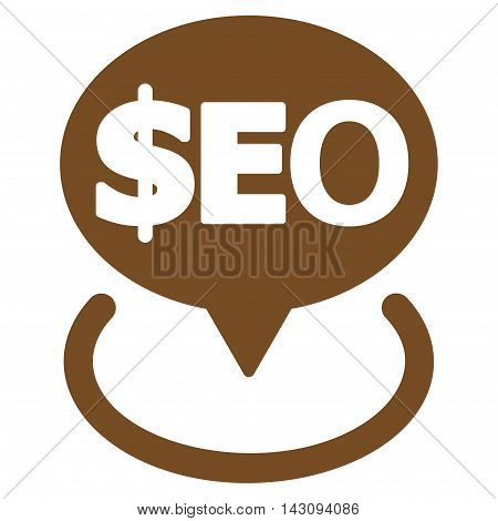 Geotargeting Seo icon. Vector style is flat iconic symbol with rounded angles, brown color, white background.