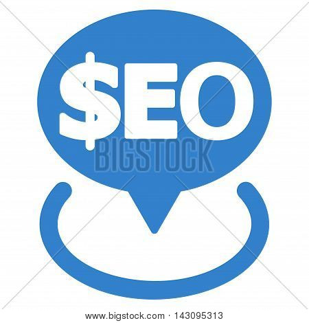 Geotargeting Seo icon. Vector style is flat iconic symbol with rounded angles, cobalt color, white background.