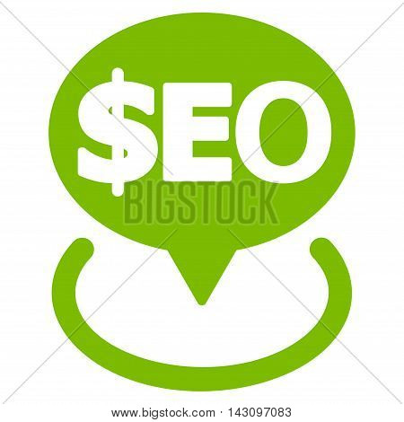 Geotargeting Seo icon. Vector style is flat iconic symbol with rounded angles, eco green color, white background.