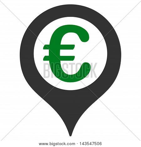 Euro Geotargeting icon. Vector style is bicolor flat iconic symbol with rounded angles, green and gray colors, white background.