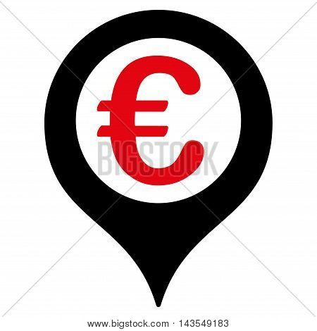 Euro Geotargeting icon. Vector style is bicolor flat iconic symbol with rounded angles, intensive red and black colors, white background.