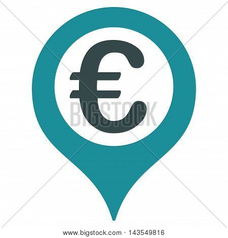 Euro Geotargeting icon. Vector style is bicolor flat iconic symbol with rounded angles, soft blue colors, white background.