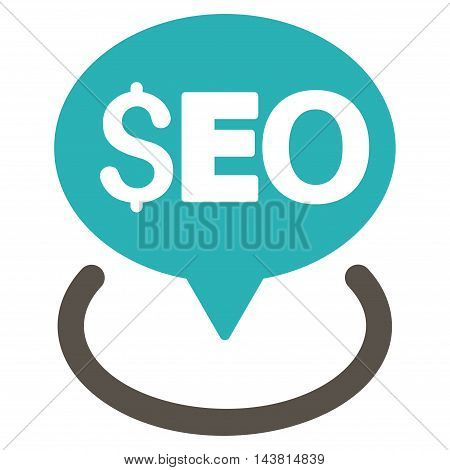 Seo Geotargeting icon. Vector style is bicolor flat iconic symbol with rounded angles, grey and cyan colors, white background.