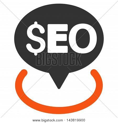 Seo Geotargeting icon. Vector style is bicolor flat iconic symbol with rounded angles, orange and gray colors, white background.