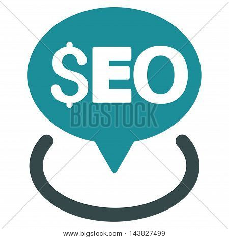 Seo Geotargeting icon. Vector style is bicolor flat iconic symbol with rounded angles, soft blue colors, white background.