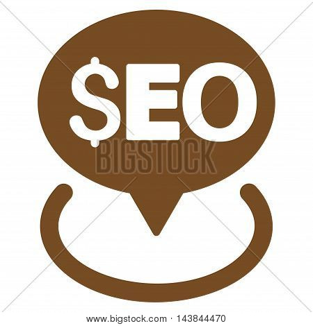 Seo Geotargeting icon. Vector style is flat iconic symbol with rounded angles, brown color, white background.