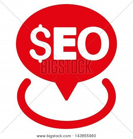 Seo Geotargeting icon. Vector style is flat iconic symbol with rounded angles, red color, white background.