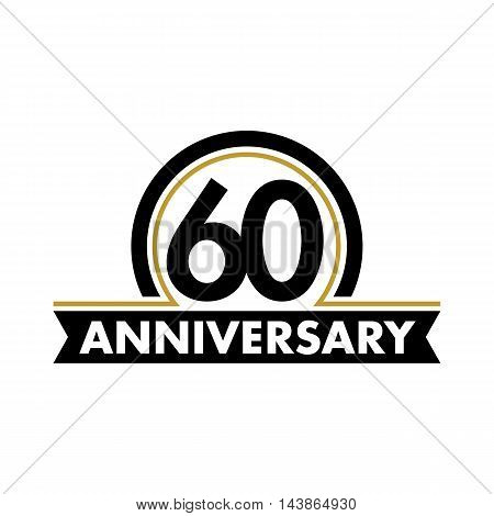 Anniversary vector unusual label. Sixtieth anniversary symbol. 60 years birthday abstract logo. The arc in a circle. 60th jubilee