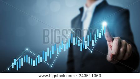 Business Development To Success And Growing Growth Concept, Businessman Pointing Line Dot Graph Corp