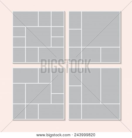 Templates Collage Frames For Photo Or Illustration. Montage Photo Frame Template. Vector Mood Board 