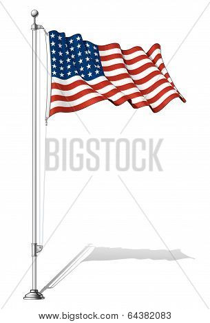 Flag Pole Us Flag Wwi-wwii (48 Stars)