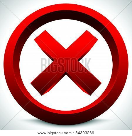 Red X Button. X Shape, Letter, Sign. Ban, Quit, Exit, Deny, Forbid, Restriction Vector