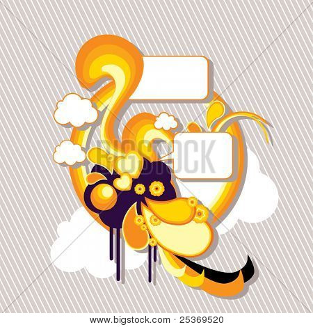 vector retro design with tags for your text, on striped background