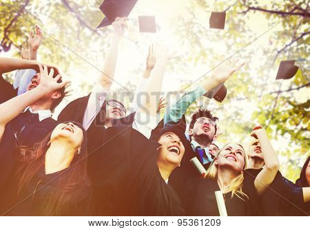 Diversity Students Graduation Success Celebration Concept