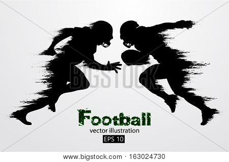 silhouette of a football player. Background and text on a separate layer, color can be changed in one click. Rugby. American football. Vector illustration