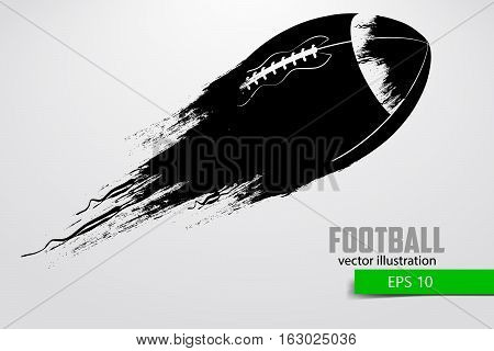 silhouette of a football player. Background and text on a separate layer, color can be changed in one click. Rugby. American football. Vector illustration