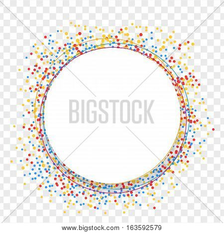 Abstract vector illustration with white paper back. Festively colored shards. Celebration, holiday, children party background, colorful confetti celebration borders on transparent background.